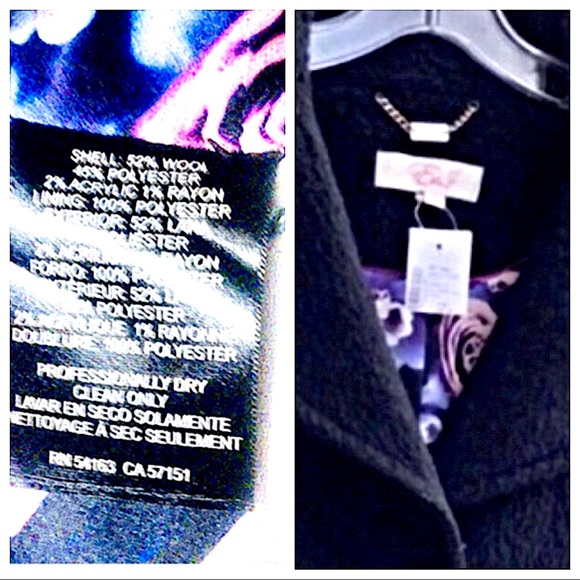 TGIBF Sale NWT Eliza J x Saks Classic Chic Navy Mid Wool Trench Coat - Picture 6 of 8